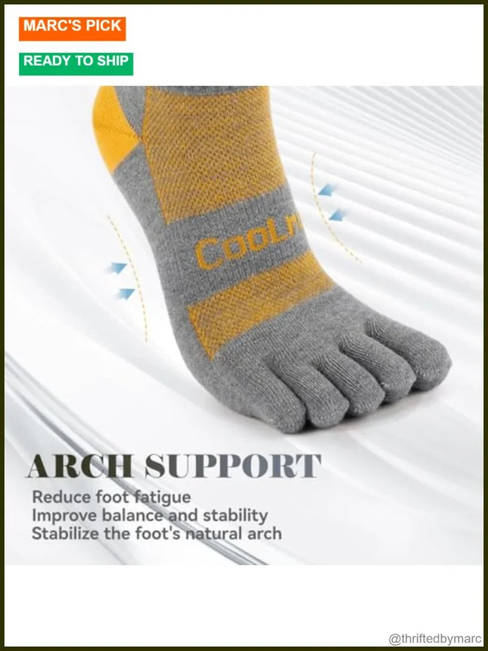 Coolmax Toe Socks Crew Running Socks Moisture Wicking 3 Pairs